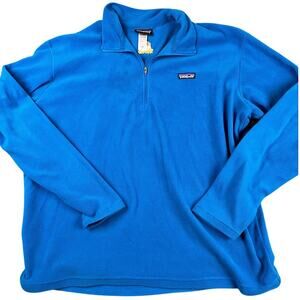Patagonia Men's XL Blue 1/4 Zip Fleece Pullover NBC Sports Logo Synchilla